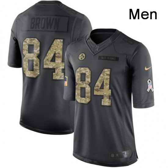 Mens Nike Pittsburgh Steelers 84 Antonio Brown Limited Black 2016 Salute to Service NFL Jersey
